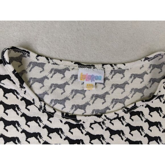 LuLaRoe Women's Top Irma Tunic T-Shirt Black & White Unicorn Print Size XXS - Picture 6 of 13